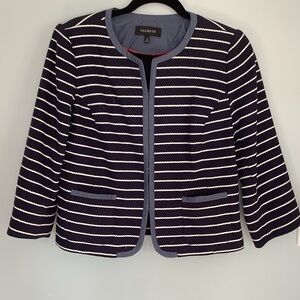 Talbots Navy and White Striped Blazer